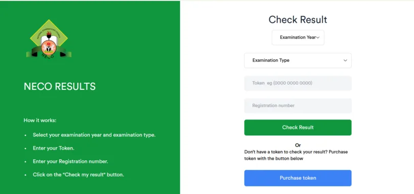 NECO Result Checker Portal Login